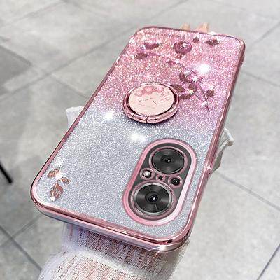 KADEM Pro Realme C67 4G Pouzdro na mobilní telefon Prsten Stojánek Gradientní Třpytivé TPU Pouzdro