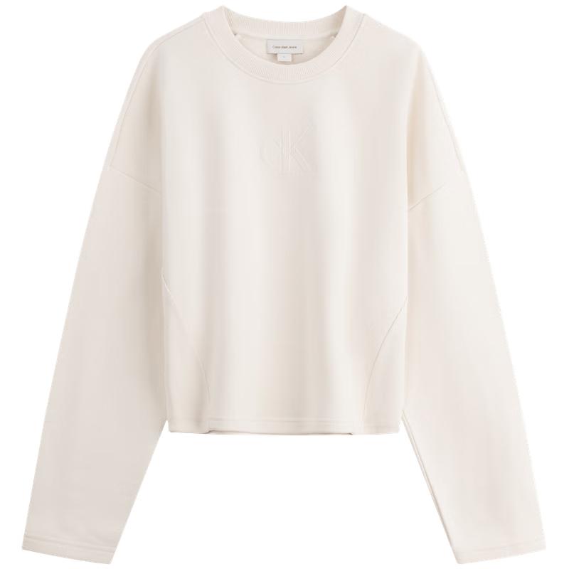Calvin Klein Jeans Women s CK Logo Cotton Crew Neck Sweatshirt S