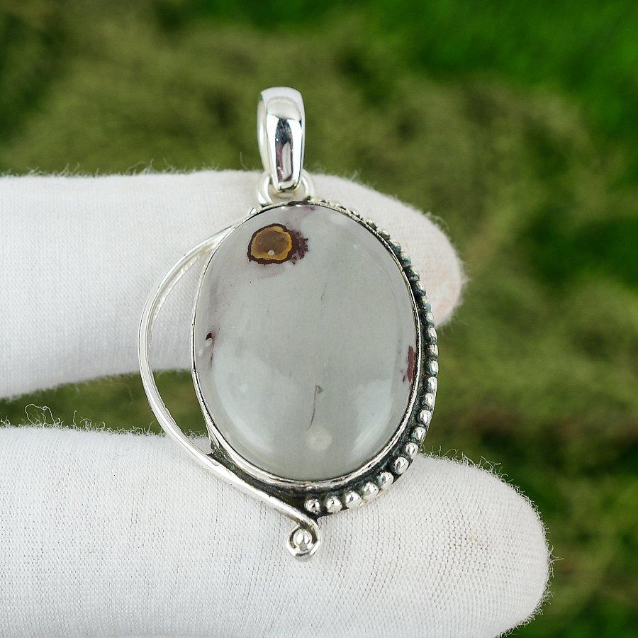 Kaffeebohnen Jaspis Edelstein 925 Sterlingsilber Fassung Elegant Schwester Neu Anhänger