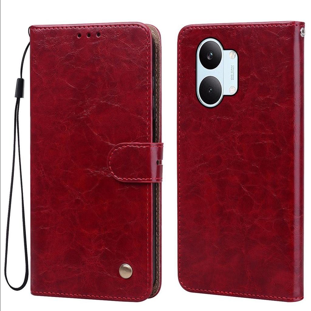 Vintage Crazy Horse Texture PU Leather Flip Wallet Phone Case for Xiaomi POCO X8 Pro Max Card Holder Kickstand Shockproof Protective Cover