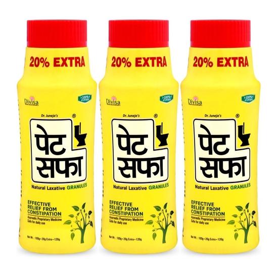 Pet Saffa Granules | Natural Laxative | Constipation Relief | Relief from Disgetive Problems Like Acidity, Gas & Bloating |120 Gm (Pack of 3)