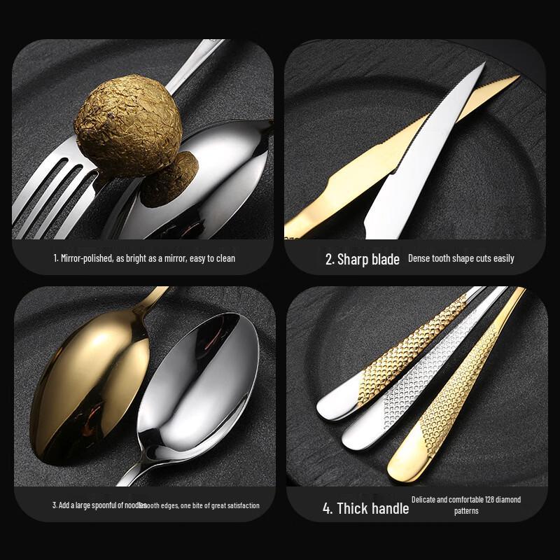 Abay Gold Edelstahl Essgabel Set