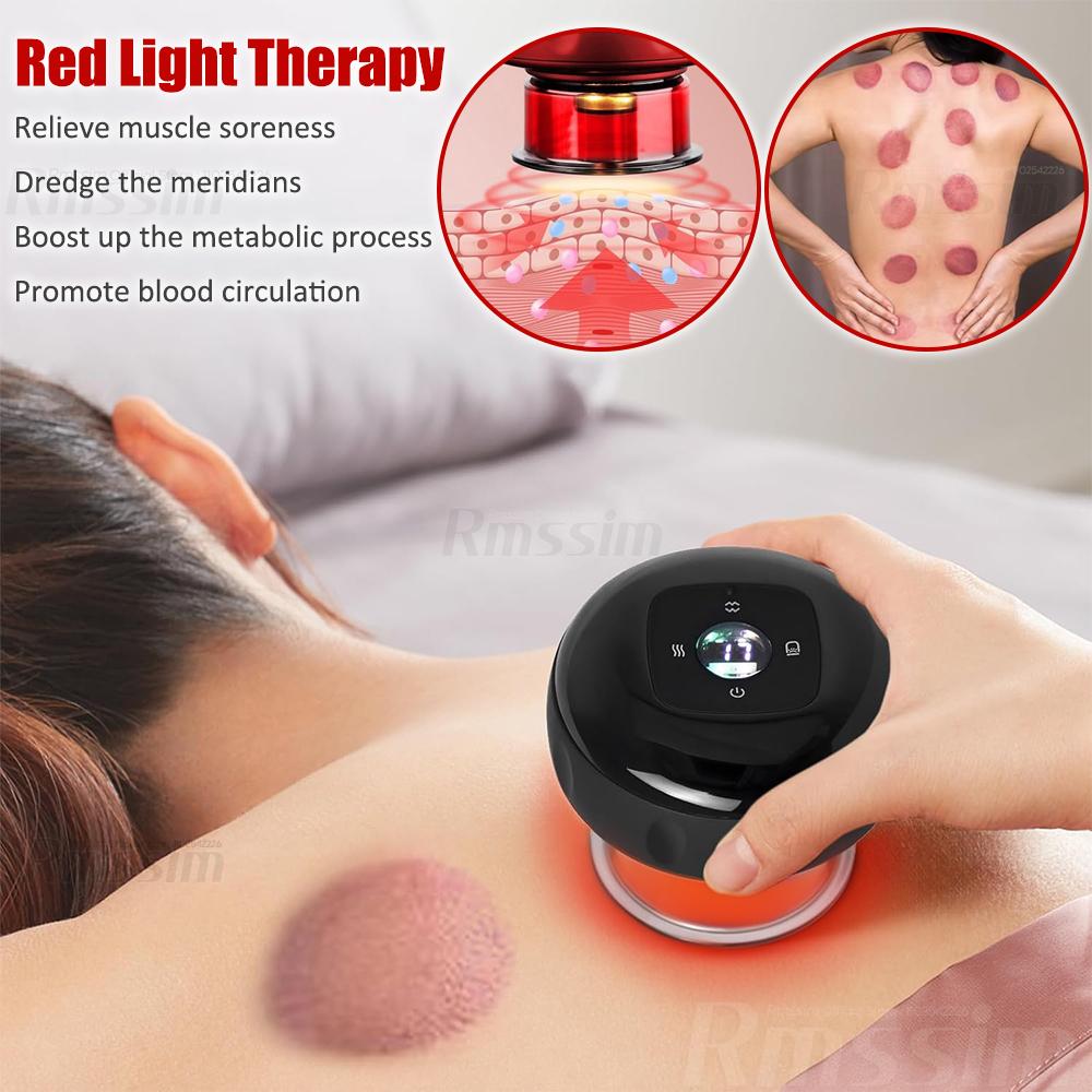 Body Scraping Massage Smart Electric Vacuum Cupping Heating Suction Cup Device Back Neck Arm Massger Relieve Fatigue