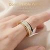 Light luxury temperament rotatable single row full diamond titanium steel ring women's 18k non-fading zircon gypsy couple ring