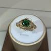 14K Gold Vintage Emerald Zircon Ring for Women  Silver Jewelry Natural Emerald Ring Jewelry Party Birthday Gift