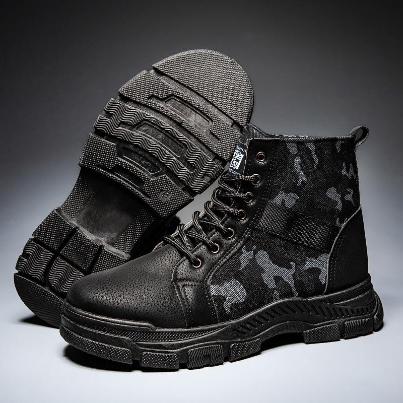 Martin Boots Men's Autumn New Camouflage High-top Mountaineering Outdoor Shoes Platform Breathable Canvas Tooling Labor Insurance Shoes