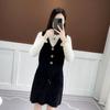 Faux Mink Knitted Waistcoat Spring and Autumn Mohair V-neck Vest Knitting Versatile Sleeveless Mid-length Casual Women's Dress