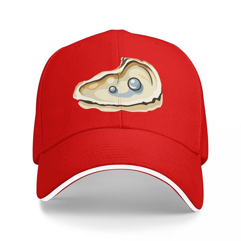 

Oyster Pearl Design Baseball Cap Black Hat with Ocean Inspired Shell Pattern Fashionable Streetwear Accessory for Adults Adjustable