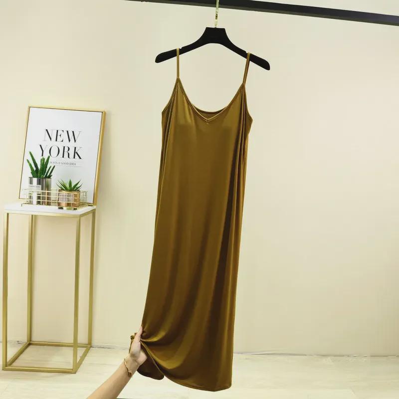 Women's Summer V-Neck Suspender Skirt with Chest Pad - Long Nightgown, Homewear, or Outdoor Wear