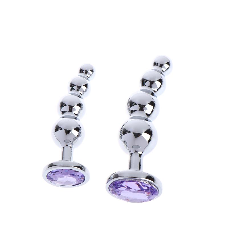 Metal Curved Anus Butt Plug,4 Beads Stimulating Anal Plugs Sex Toy, Prostate Massage,Analplug Buttplug Butplug With Jewelry Base
