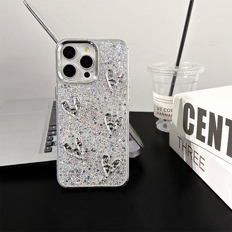 

For IPhone17Promax Mobile Phone Case for Apple 15 Bow Bear Love Glue Sequins High-end Women For iPhone 7/8/SE 2020