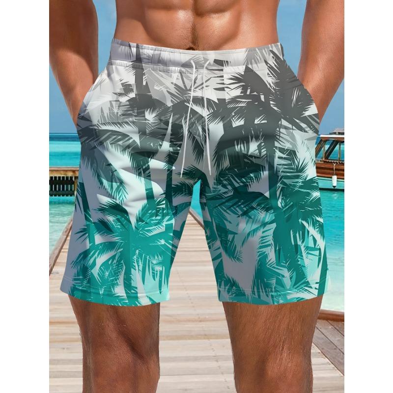 Men's Ocean Coconut Tree Print Beach Shorts Summer New Vacation Surfboard Shorts Casual Classic Men's Quick-Dry Shorts