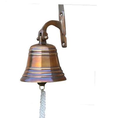 10,16 cm Sino antigo Náutico Pendurado Porta Sino Marítimo Latão Navio Sino com Suporte de Parede Sino Interior Exterior Sino