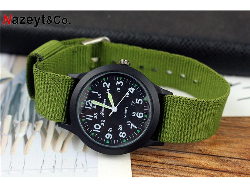 

Светящиеся нейлоновые часы для учеников начальной и средней школы - Детская модная парусиновая модель в военном стиле