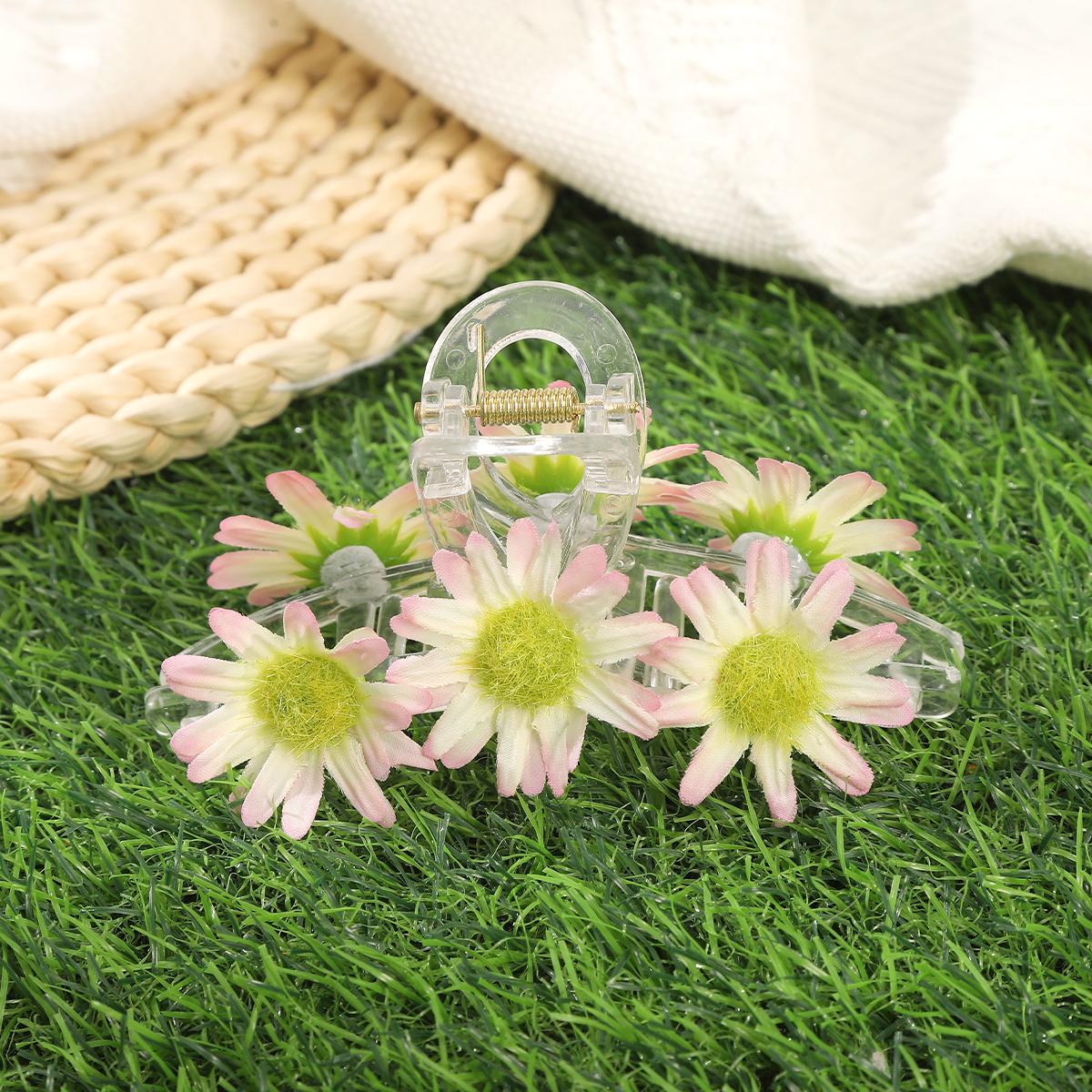 

AWAYTR Милый маленький цветок маргаритки Заколка для волос Ручная работа Тканевые цветы Захват Зажим для волос Милый зажим-акула Аксессуары для волос для женщин