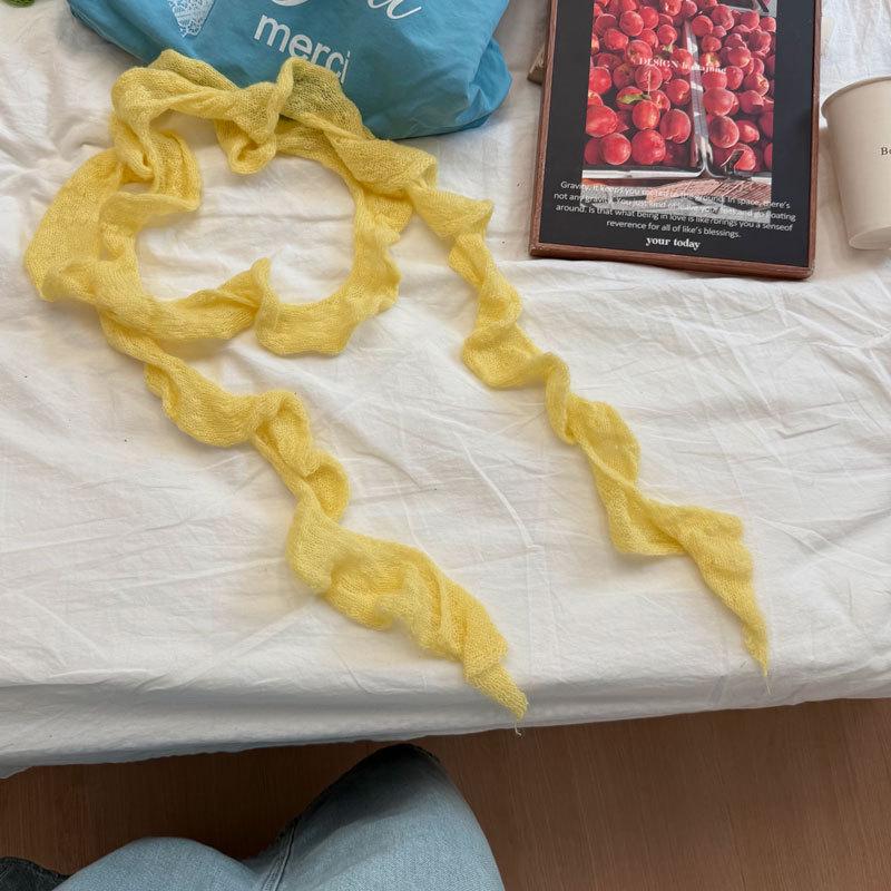 

Корейский Y2K стиль спиральная волна однотонный тонкий согревающий шею для моды горячей девушки жёлтый