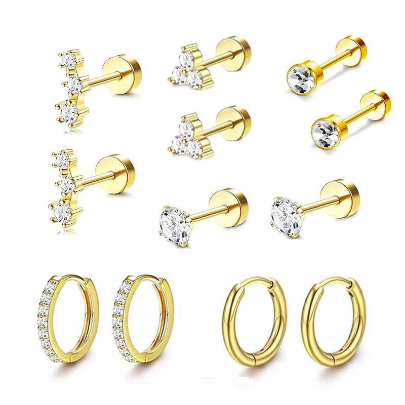1Set Fashionable stainless steel ear stud earrings, ear bar pins, body piercing accessories, body jewelry