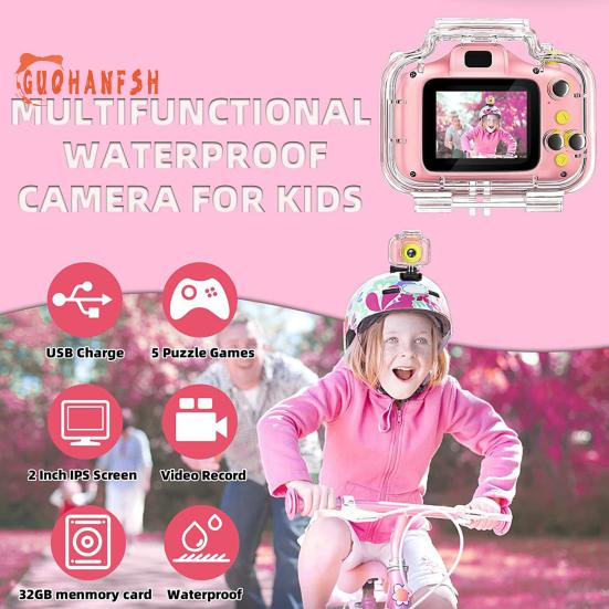 Cámara de natación para niños: resistente al agua, píxeles de alta definición, tamaño de foto extensible, tomas deportivas bajo el agua, cámara para niños, regalo de cumpleaños para niños
