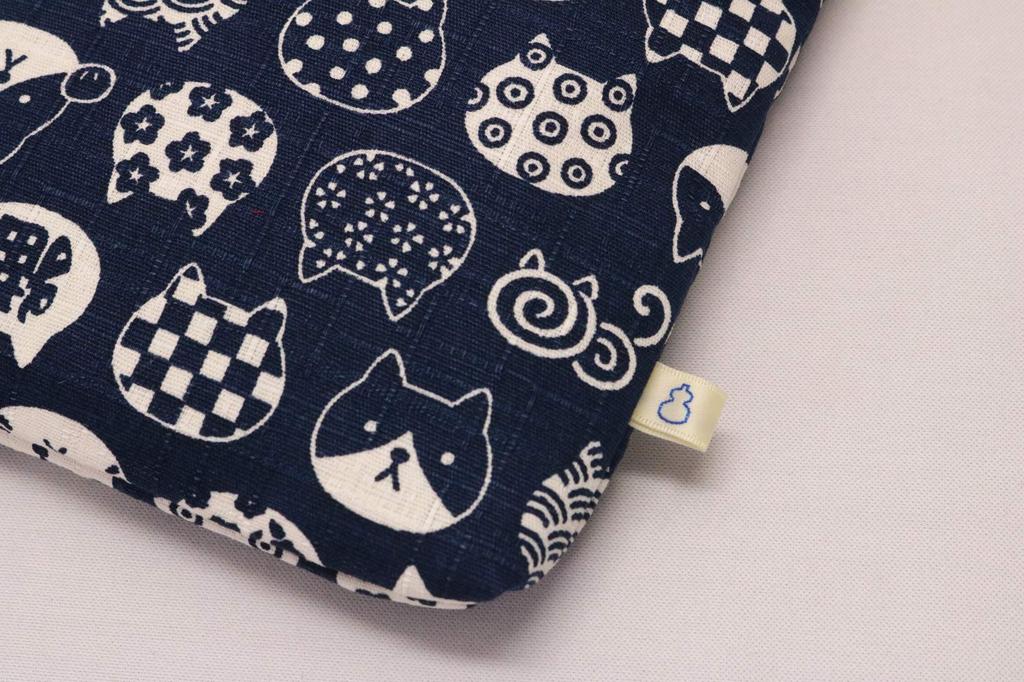 Kyosuke Goshuincho Made in 21 x 15 with Zipper Navy L-Shaped Pouch, Japan, cm, (Nyankomon, Blue)