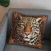 2D Exotic Leopard Head Pillowcase With Ornate Design Pattern Cushion Cover Suitable For Sofa Bedroom Car Pillow Cover