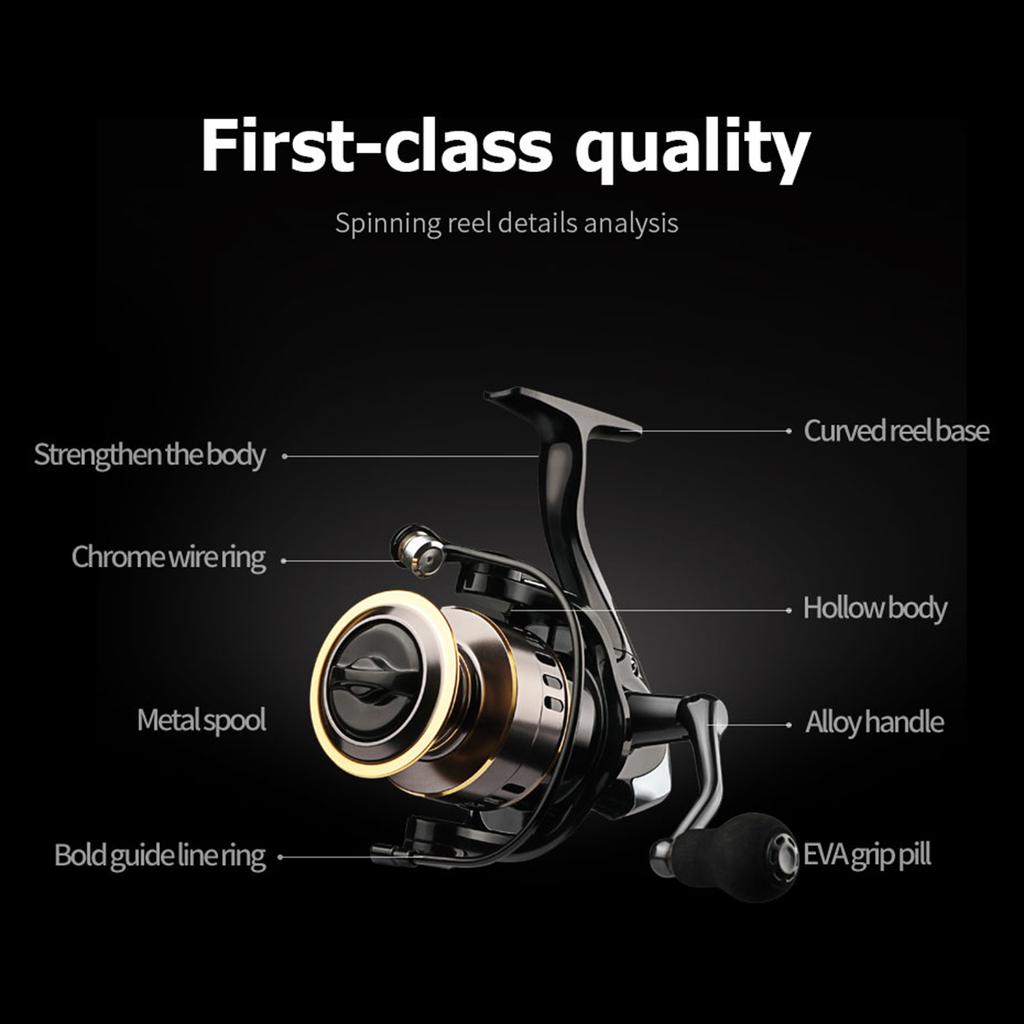 Professional Carp Fishing Reel HE1000-7000 Fishing Spinning Reel for Freshwater Handle Interchangeable 5.2:1 Gear Ratio