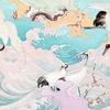 Japanese Bird and Crane Pattern Style Broadcloth Fabric for Made in Size 23C 110cm x nora.KM1040-BR-C Ukiyo-e Crafts, Cotton, Japan, Pre-Cut, (Light