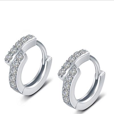 Shiny Zircon Hoop Earrings Jewelry for Women Accessories Fashion 925 Sterling Silver Earrings Girls Queen Jewelry