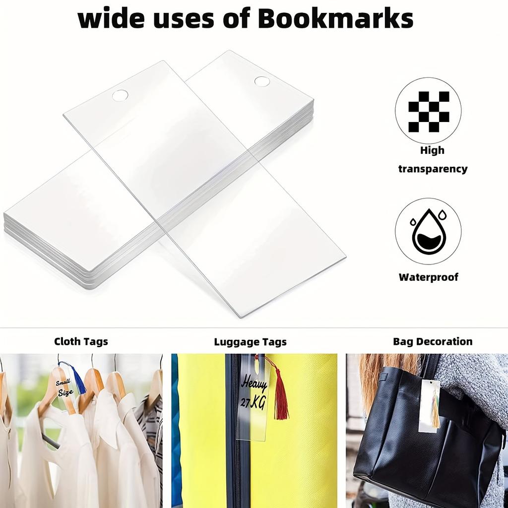 1 Set DIY Acryl Lesezeichen Rohlinge Bunte Quasten Lesezeichen zum Basteln und Beschriften Schmuckherstellungszubehör