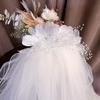 Retro Bride Fairy Wedding Dress with 3D Floral Pearl Tassel Veil & Layered Headband