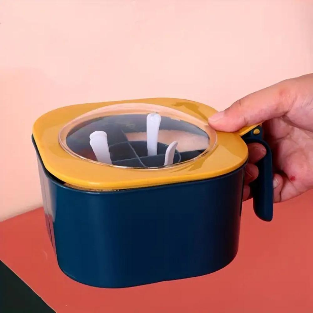 1 Stück Großraum 4-in-1 Gewürz-/Würzlagerbox mit Löffel & Deckel - Robuster ABS 4-Fach-Organizer für Salz