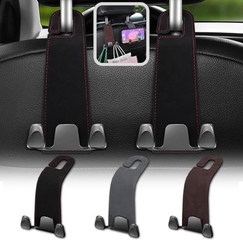 

[ЛЕЗАРИНО] Крючок для автомобиля Вешалка для багажа Крючок на подголовник Набор из 2 штук (Черная и красная строчка)