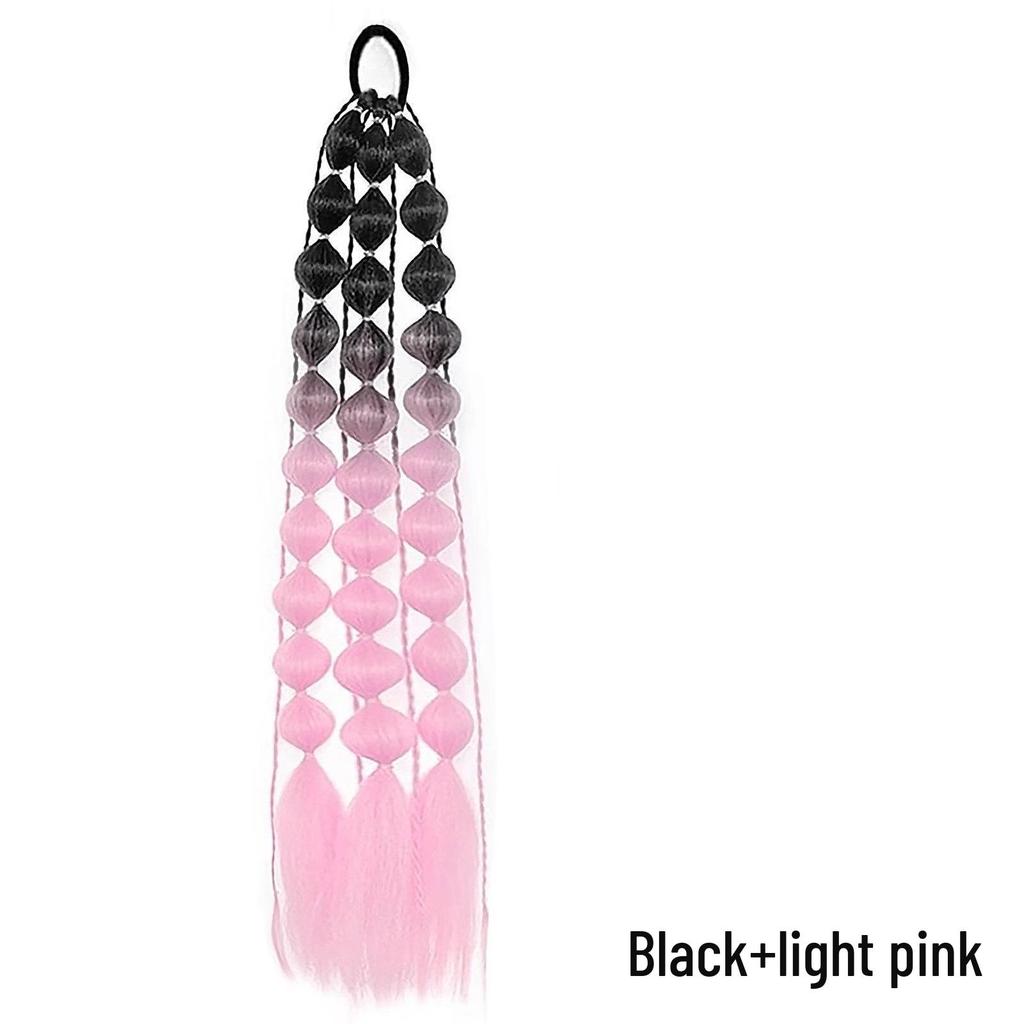 European Style Gradient Lantern Bubble Ponytail: Fashionable Women's Long Hand-woven Braid