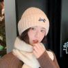 Cute Puppy Embroidered Hole Knitted Hat for Women Autumn and Winter New Style Baotou Cold Hat Warm Ear Protection Woolen Hat for Women