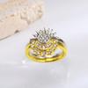 Celestial Blue Sparkling Moon Sun Star Crystal Ring for Women Fashion Elegant Stackable Finger Band Party Jewelry Gifts