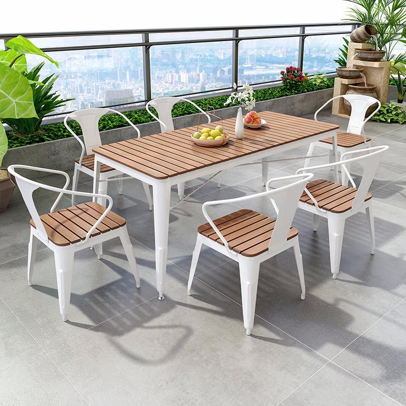 Garden Anti-Corrosion Wood-Plastic Composite Dining Set: Outdoor Table & Chairs for Courtyard, Balcony, or Cafe