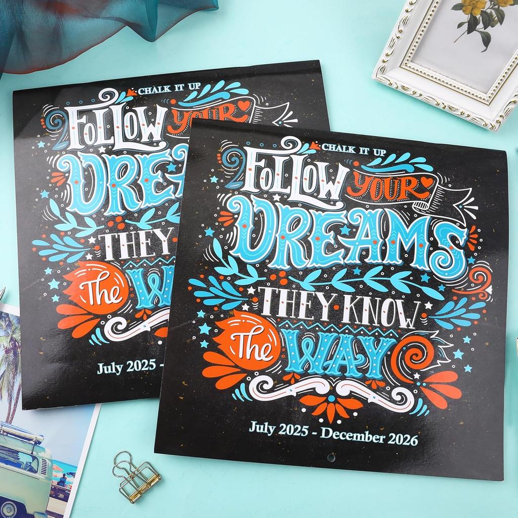 Calendar 2025-2026 Wall - Wall Calendar 2025-2026, Jul. 2025 - Dec. 2026, 12" X 24" (Open), 18 Monthly Wall Calendar, Unruled Block - Motivational