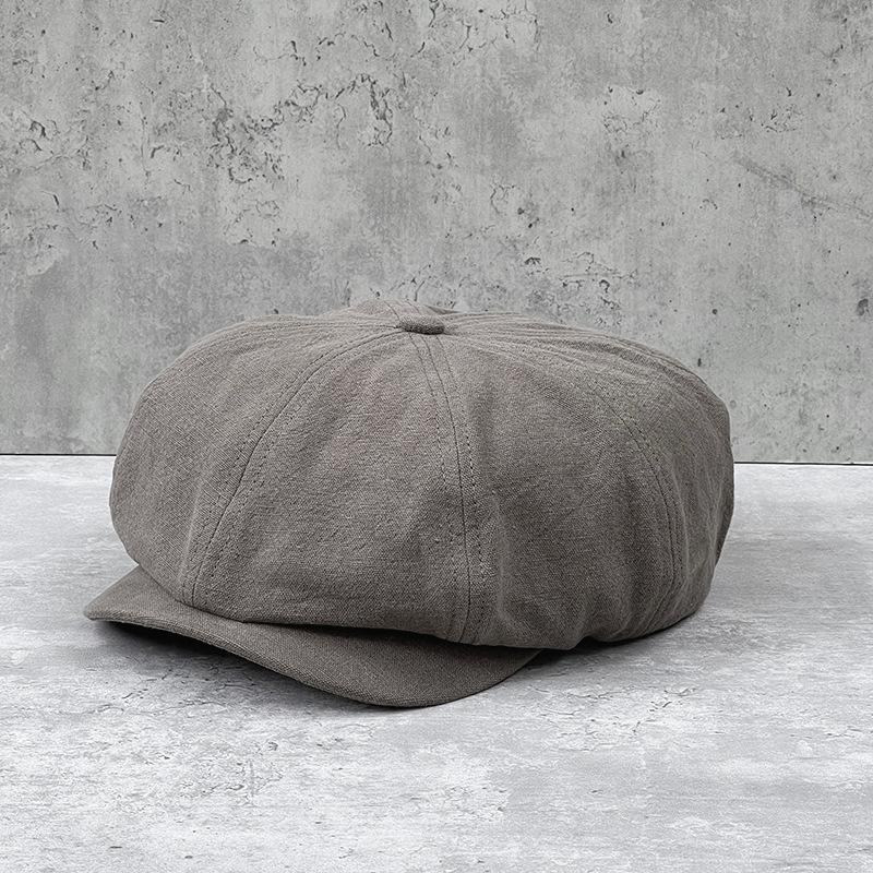 Big Head Circumference Beret Spring And Summer Cotton And Linen Breathable Cap Men'S And Women'S Casual Octagonal Hat British Retro Forward Hat