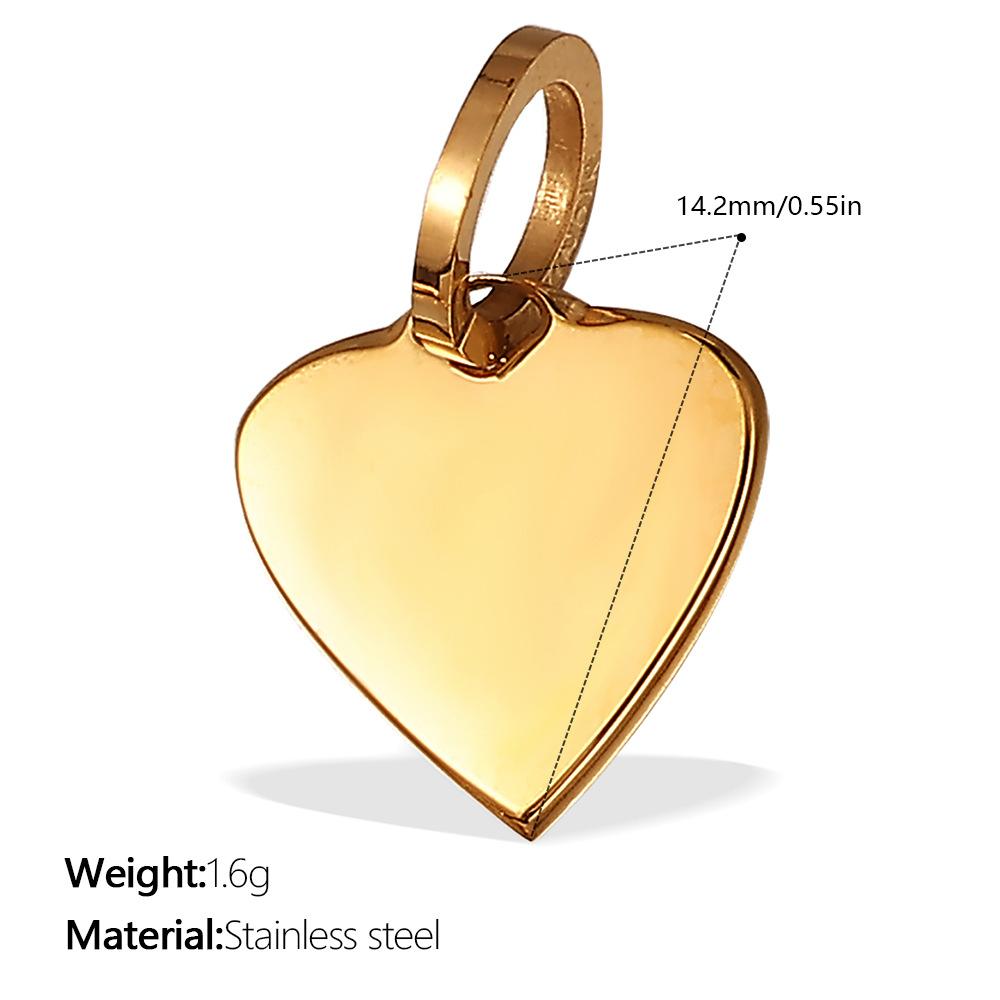  DIY Stainless Steel Gold Color PVD Plated Heart-Shaped Pendant Accessory for Handmade Jewelry Making Wholesale