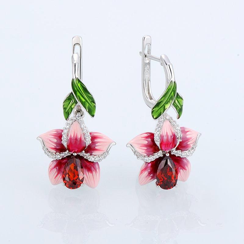 HUAMI Blume Fee Süße Ohrstecker für Damen Mode Jubiläumsparty Zirkon Weihnachts Schmuck Geschenk Hochzeit Trendige Ohrringe