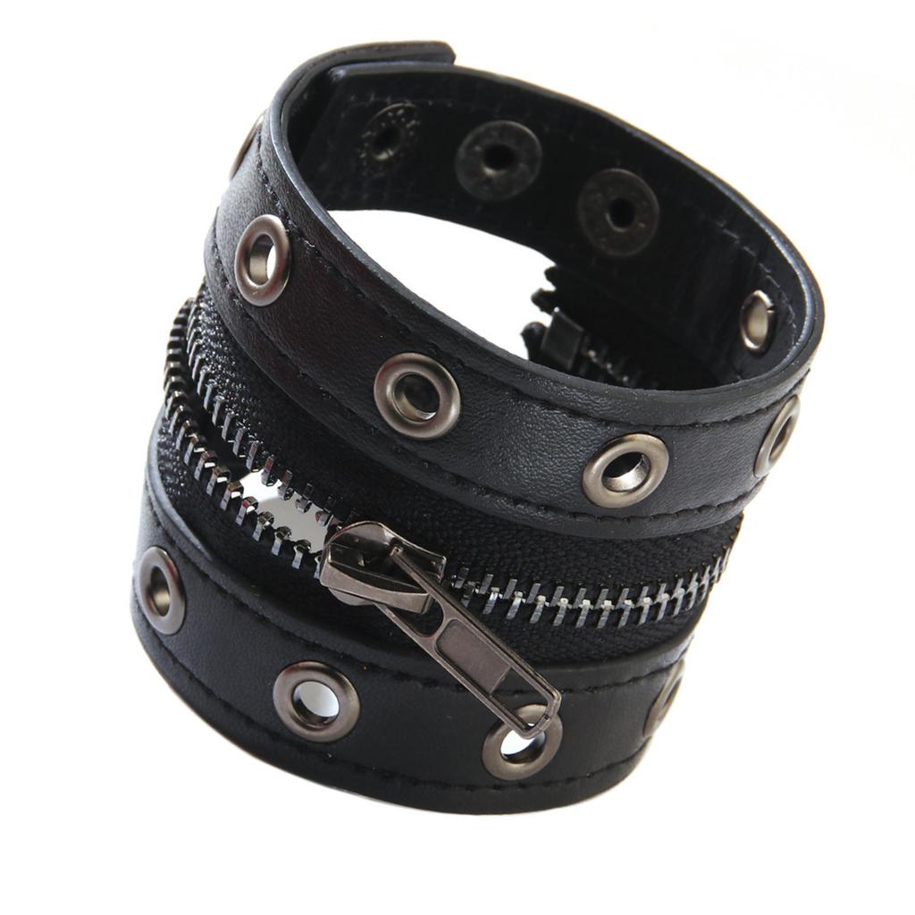 Bracciale Regolabile Stile Punk Rocker Catena in Ecopelle Per Outfit Edgy da Esterno Quotidiano