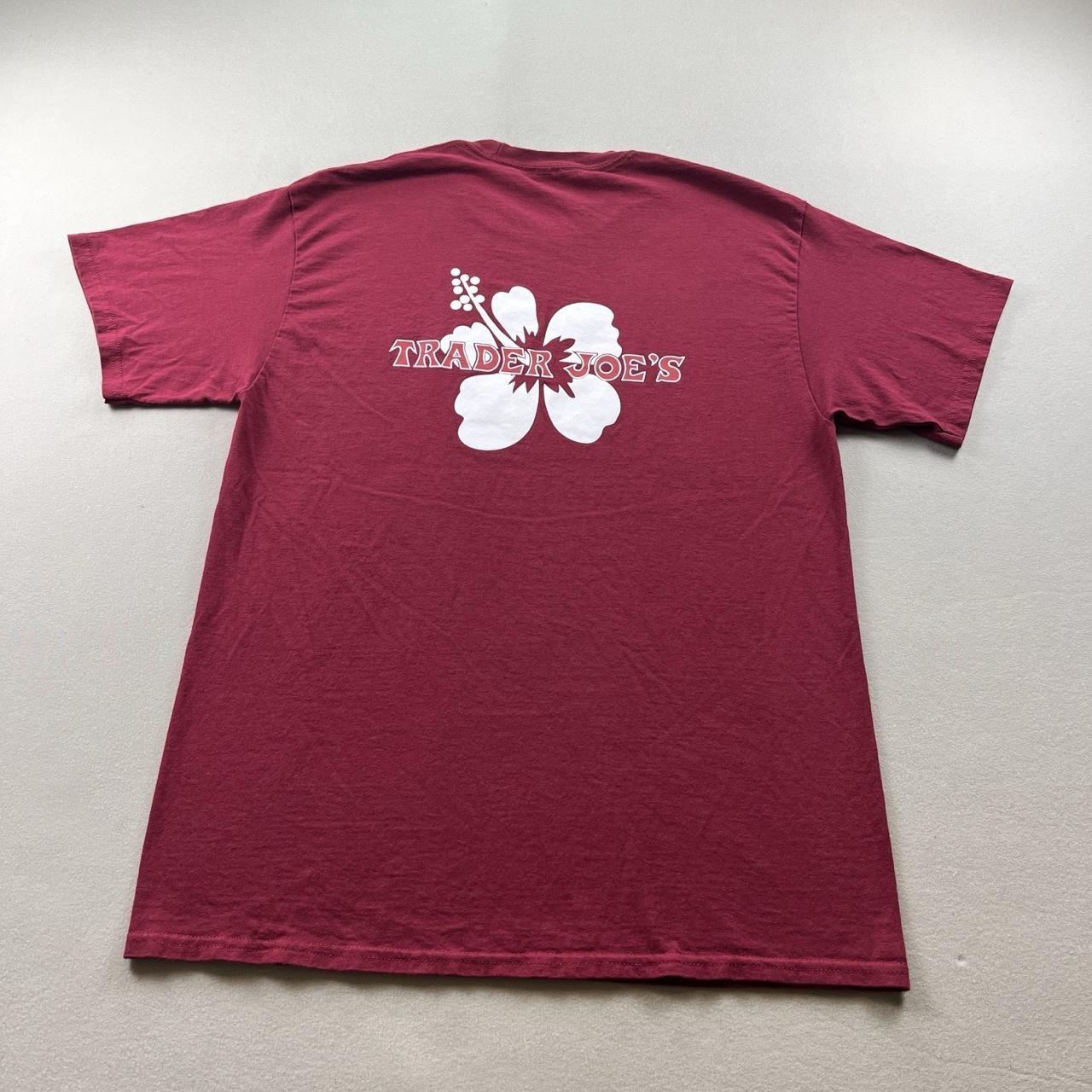 Trader Joes T-Shirt Mens Large Maroon Red Floral Employee Grocery Short Sleeve 4XL