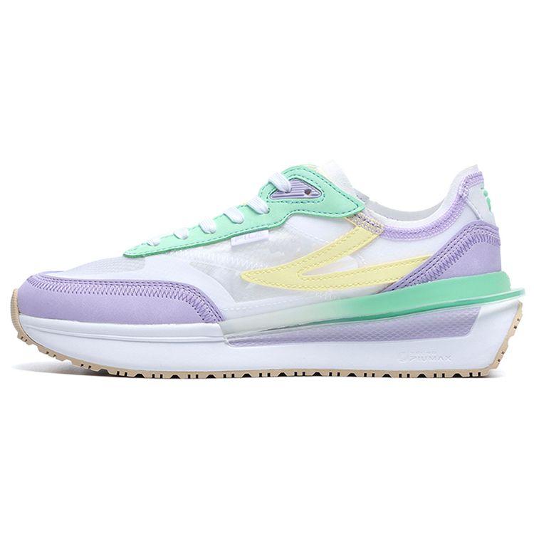 FILA Renno Mesh Fabric Synthetic Leather Comfortable Low-Top Lifestyle Sneakers Women sneakers White Purple F12W226122FWP