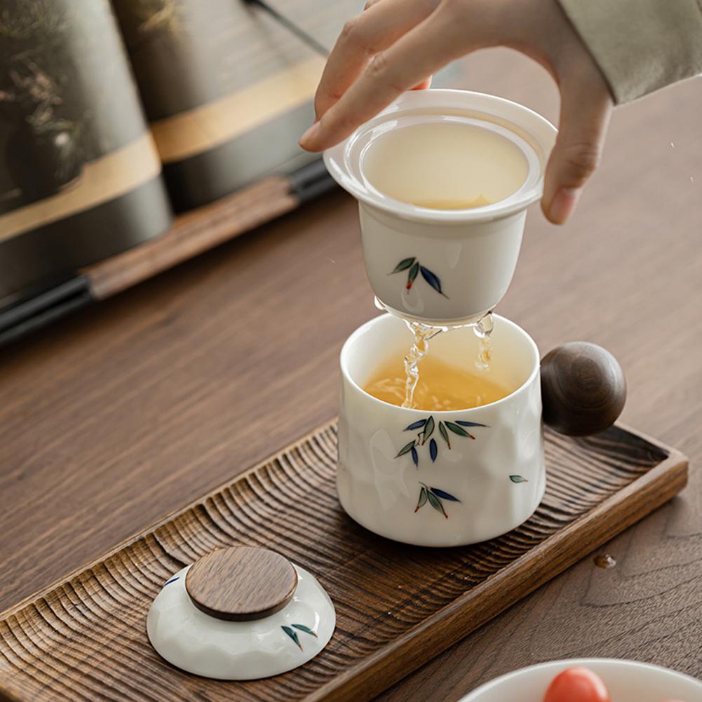 Tea Infuser Mug Bamboo-Pattern Ceramic Tea Mugs Best Present China Mainland