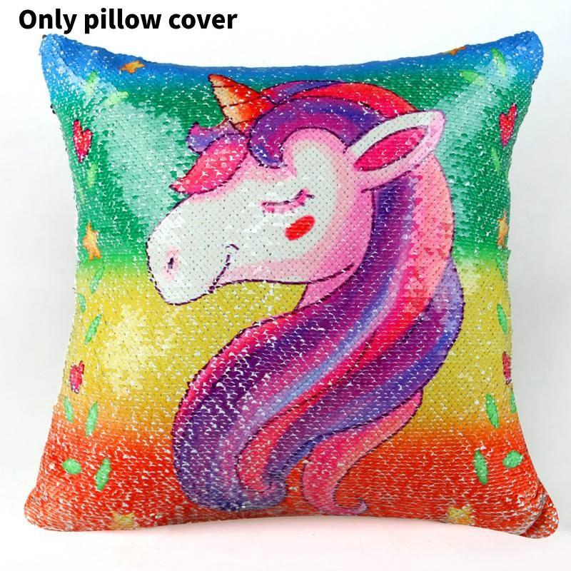 Pillow Unicorn Sequin Cases Cute Cartoon Sofa Cushions Car Decorations Party