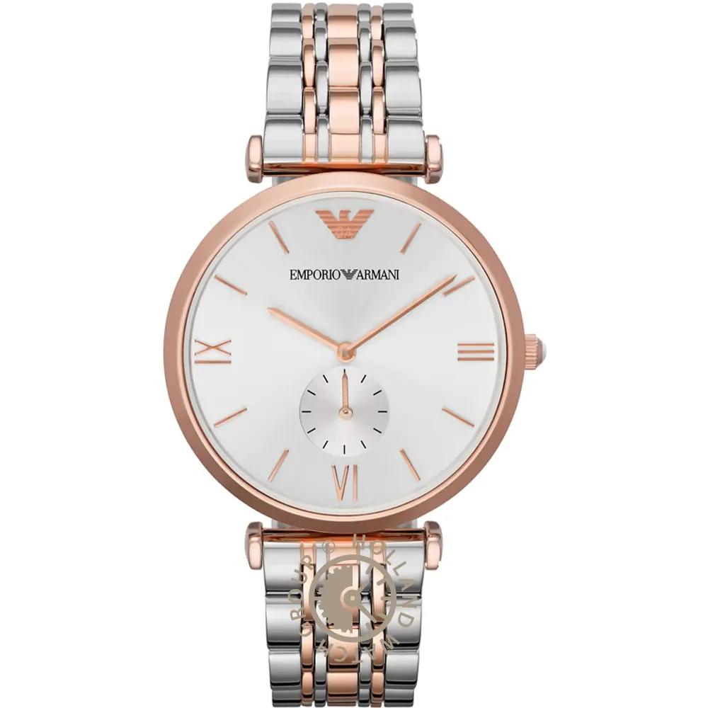 Emporio Armani Gianni Medium Silver Bicolor Rose Metal Ladies Quartz AR1677 серебряный