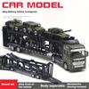 6-in-1 Military Truck Vehicle Alloy Toy Set Alloy Transport Truck with 6 Alloy Vehicles Detachable Front Car Ornament Birthday Gift for Kids