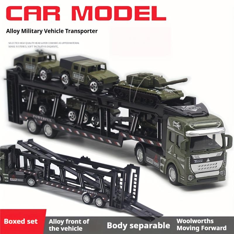 6-in-1 Military Truck Vehicle Alloy Toy Set Alloy Transport Truck with 6 Alloy Vehicles Detachable Front Car Ornament Birthday Gift for Kids