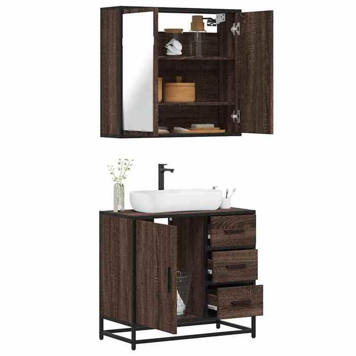 VidaXL Ensemble De Meubles De Salle De Bain 2 Pcs Chêne Marron 3300899