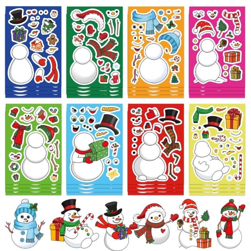 Festives Snowman Design PVC Puzzle Stickers Set Of 24 Removable Waterproof Tablet Skin Decals