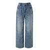 Soft, thin, comfortable, slimming wide leg pants for women, mesh power elastic high waisted straight leg denim floor pants for women